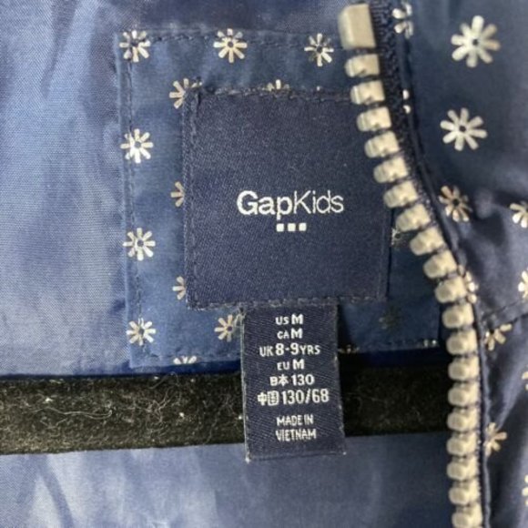 GAP Kids Girls Medium Puffer Vest Full Zip Blue With Silver Snowflakes Accent - Picture 4 of 7